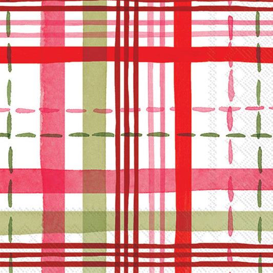 Boston International - Paper Cocktail Napkins Pk/20 Merry Berry Plaid Christmas