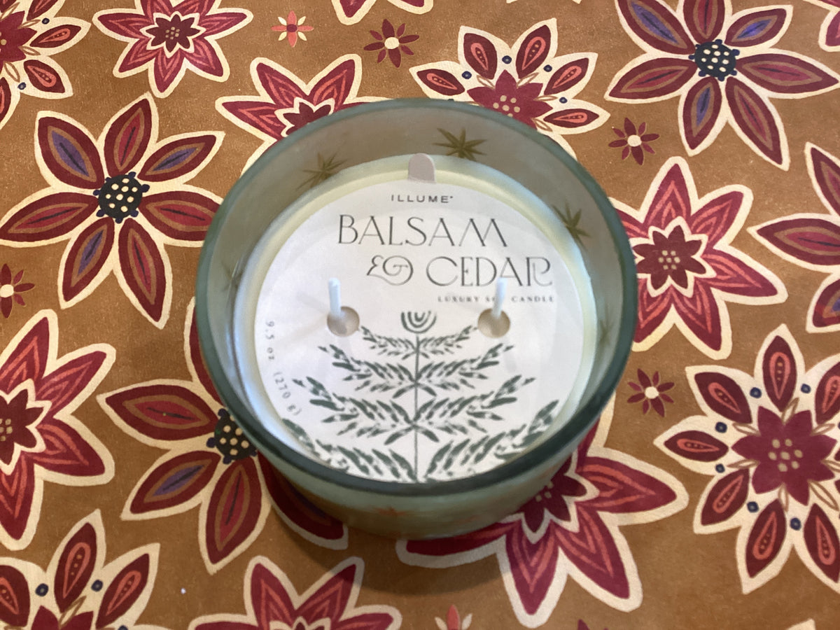Balsam & Cedar Frosted Star Glass Candle