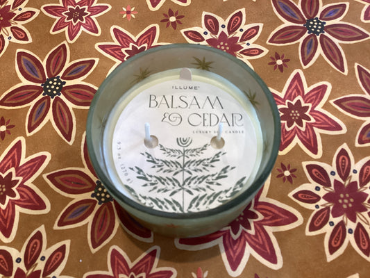 Balsam & Cedar Frosted Star Glass Candle