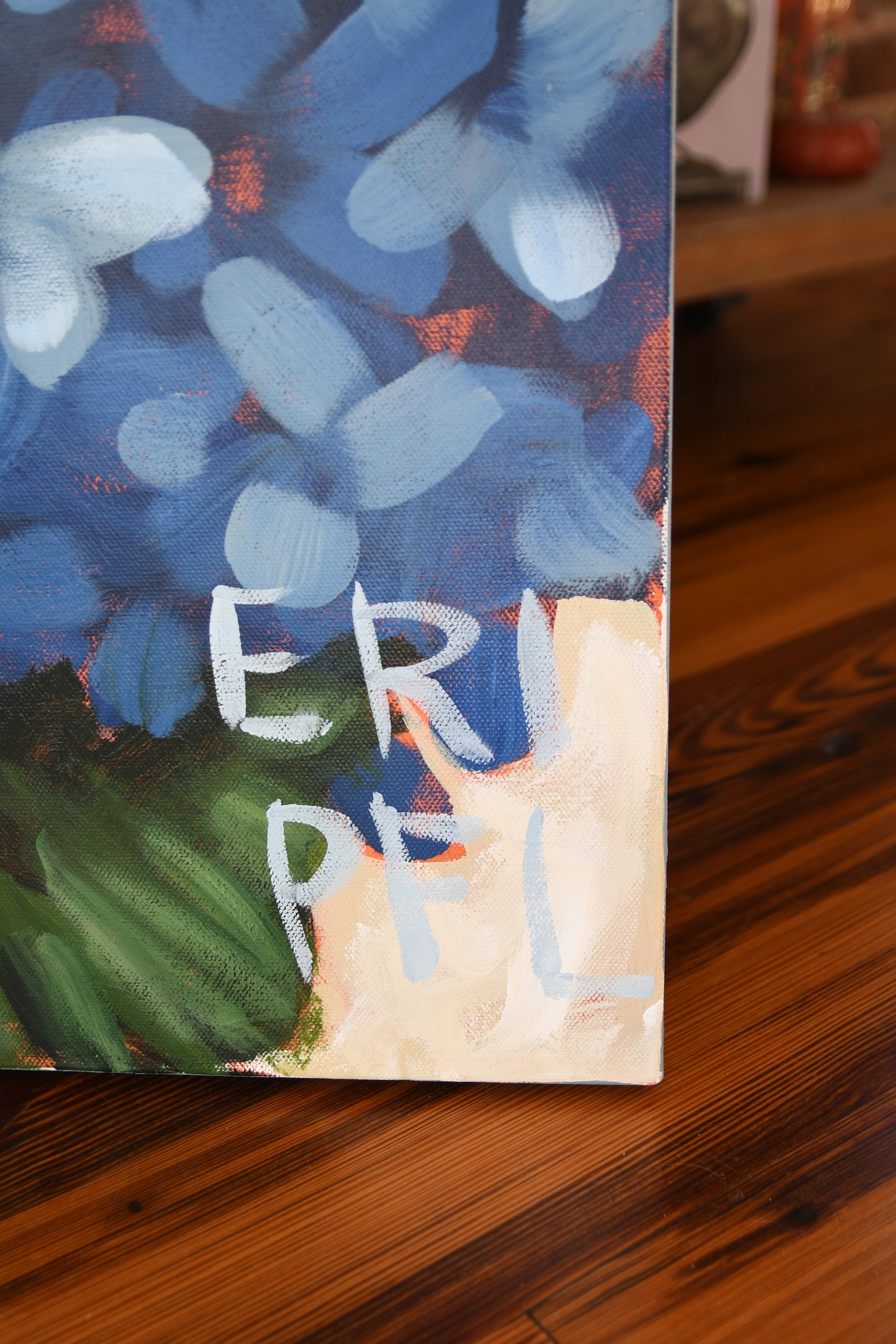 Blue Hydrangea Original Painting – Large Floral Wall Art 30x40, Bold Botanical Canvas for Living Room