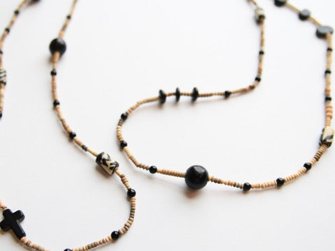 Black/Natural Long Necklace