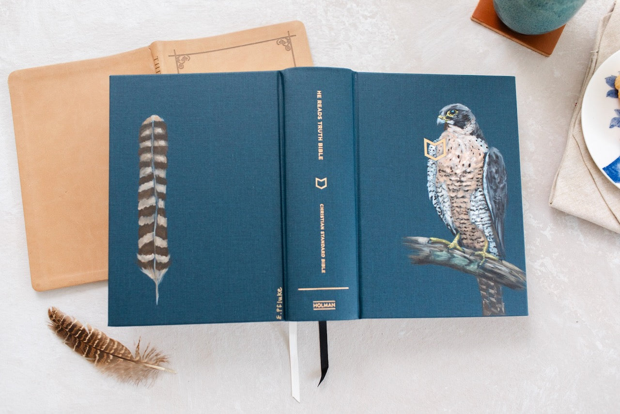 Hand painted Bible Ready to Ship - Peregrine Falcon