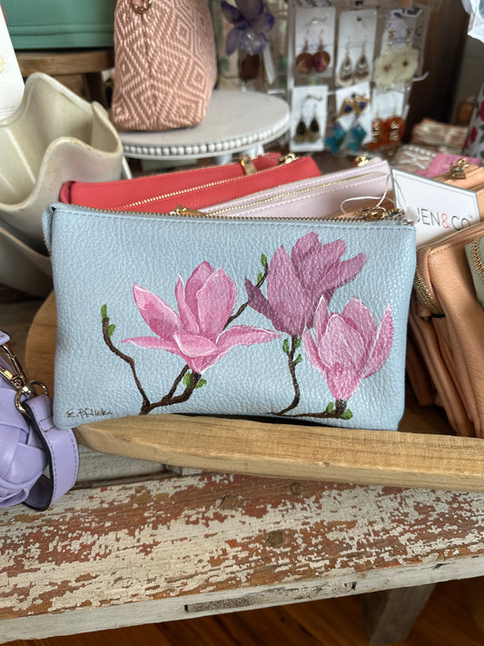 Tulip Magnolia  Hand Painted Purse
