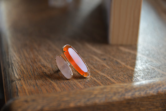 Ring - Carnelian / Rose Quartz (Gemstone/Brass)