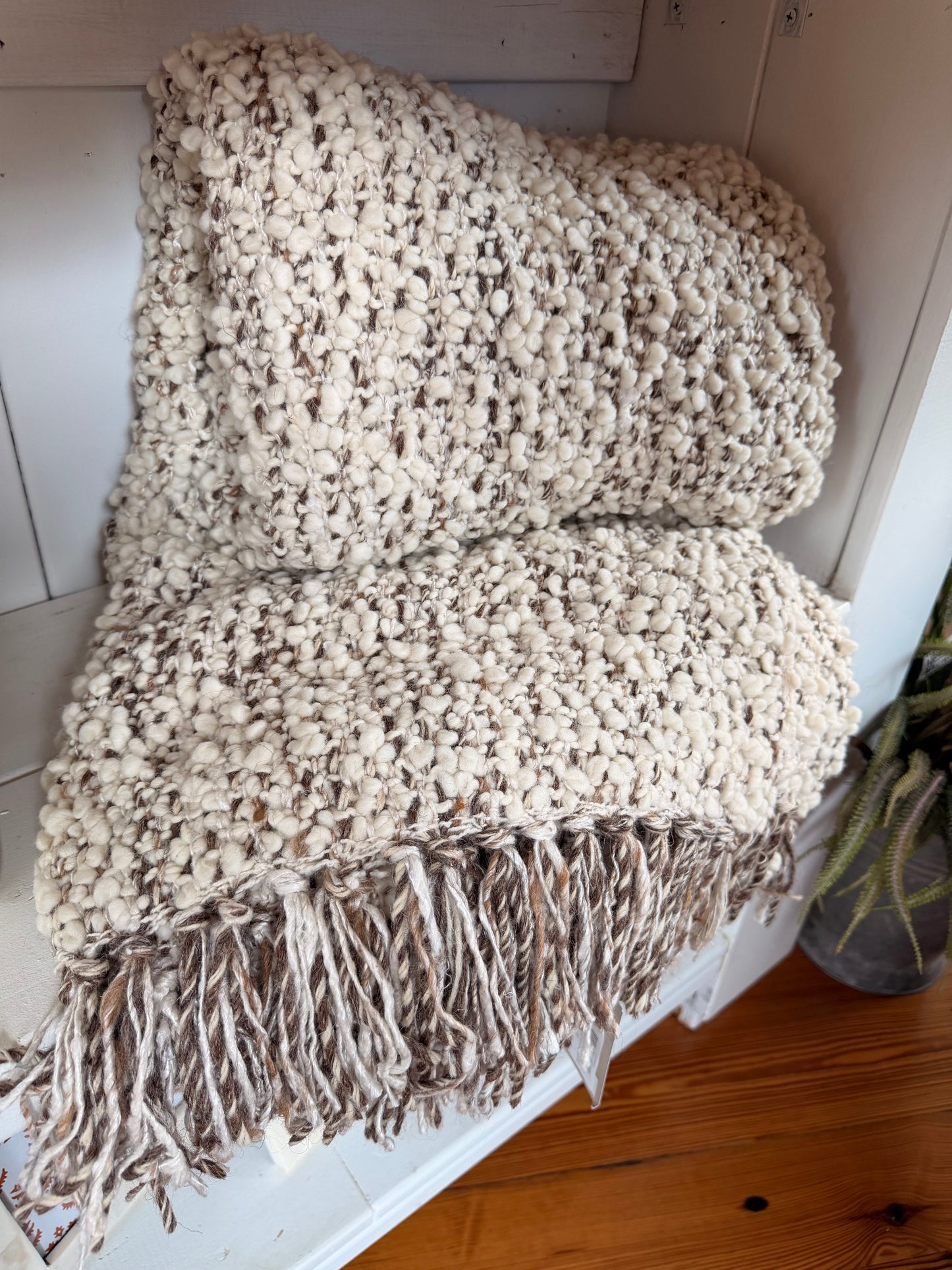 Woven New Zealand Wool Blend Shag Throw w/ Fringe