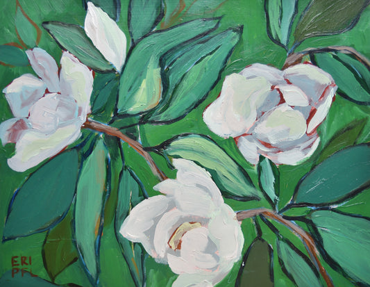 Magnolia Study in Green - Signed Print
