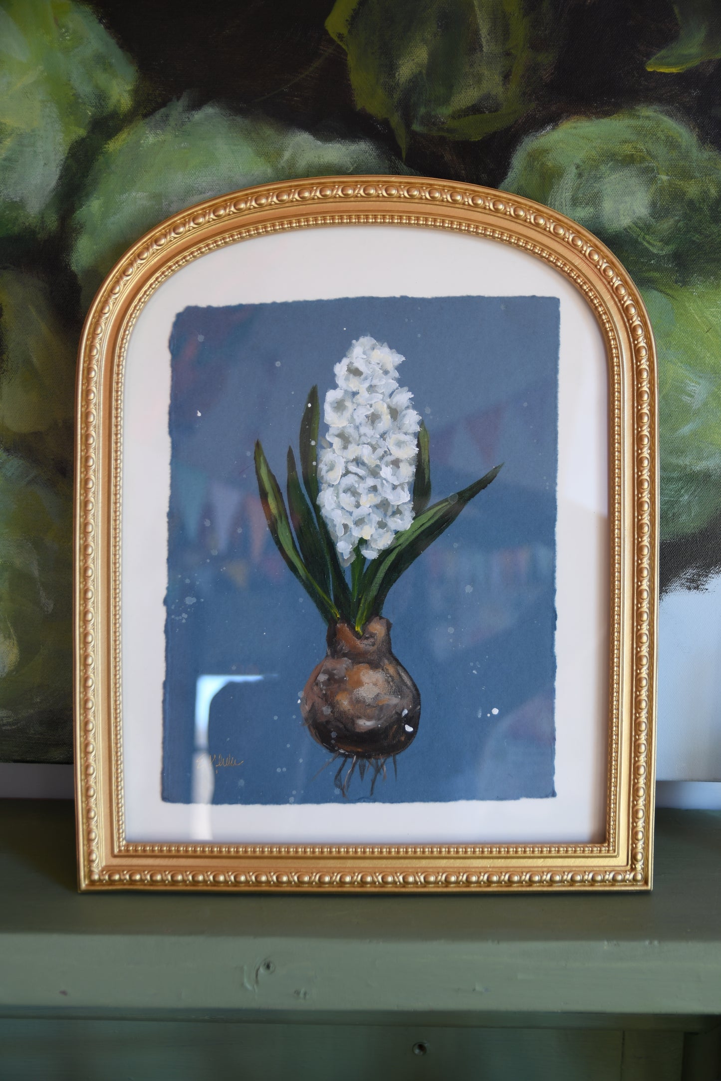 Framed Hyacinth on Blue