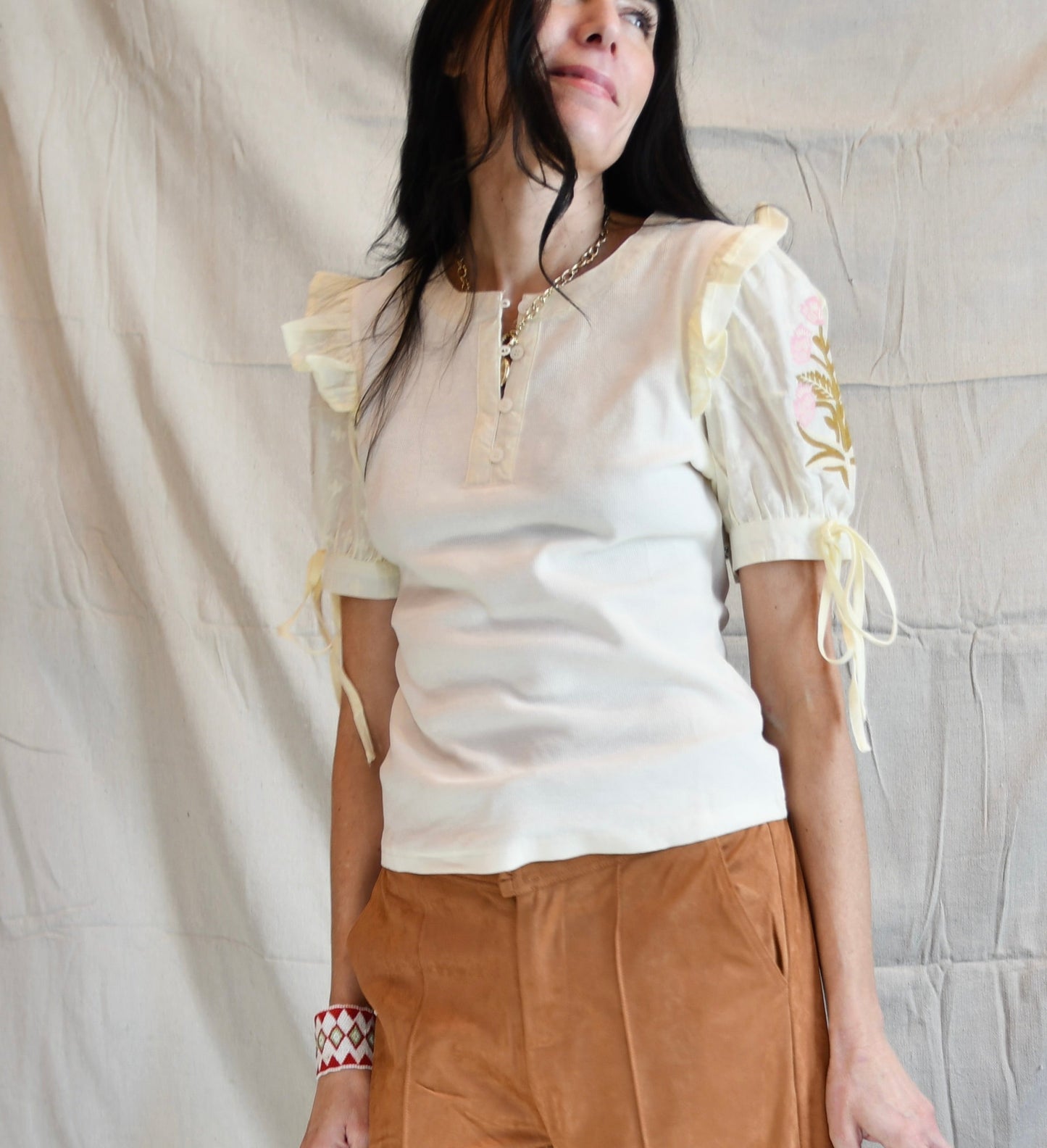 Block Print Embroidered Tee