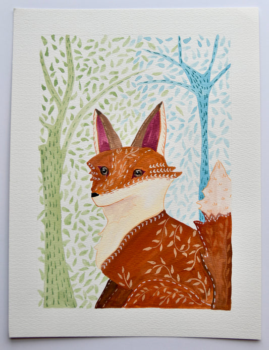 Folk Art Fox Original Art