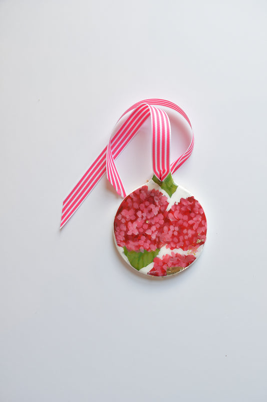 Pink Hydrangea Ceramic Art Ornament