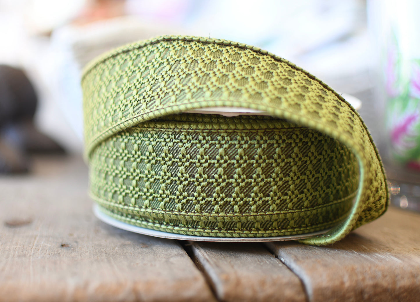 Herst Green Wired Ribbon - Per Yard