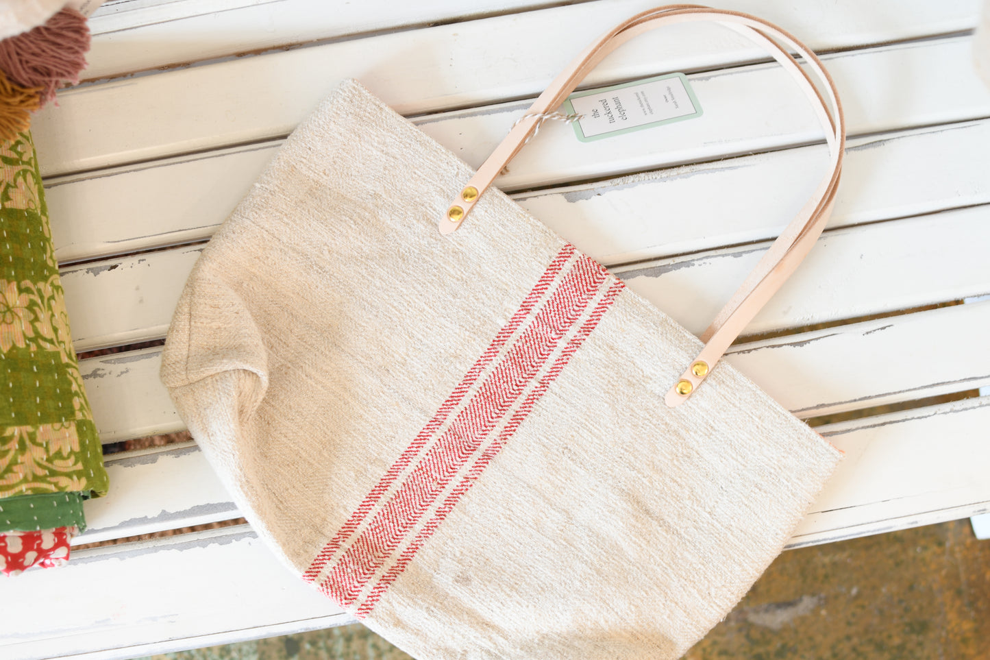 Vintage Grain Sack Tote