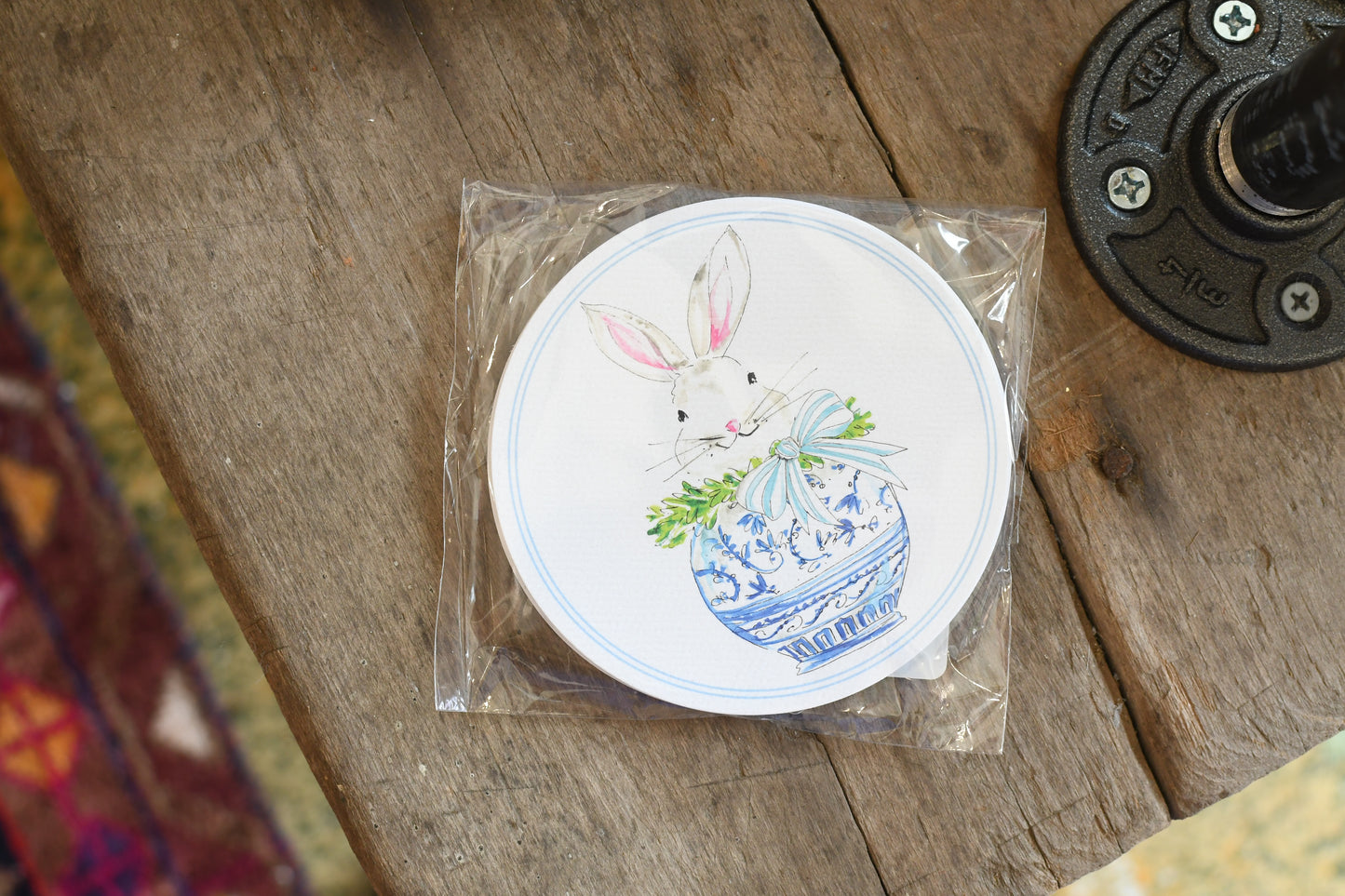 Round Coaster Chinoiserie Bunny 20 ct