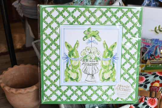 Bunny & Topiaries Square Placemat 20 ct