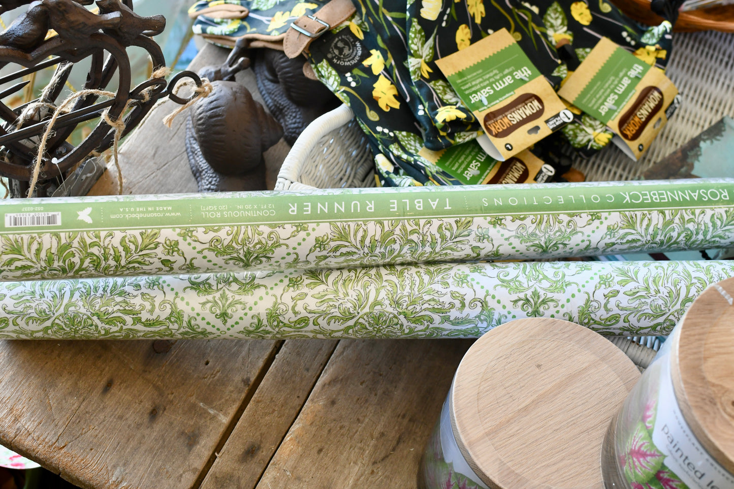 Green Floral Paper Table Runner