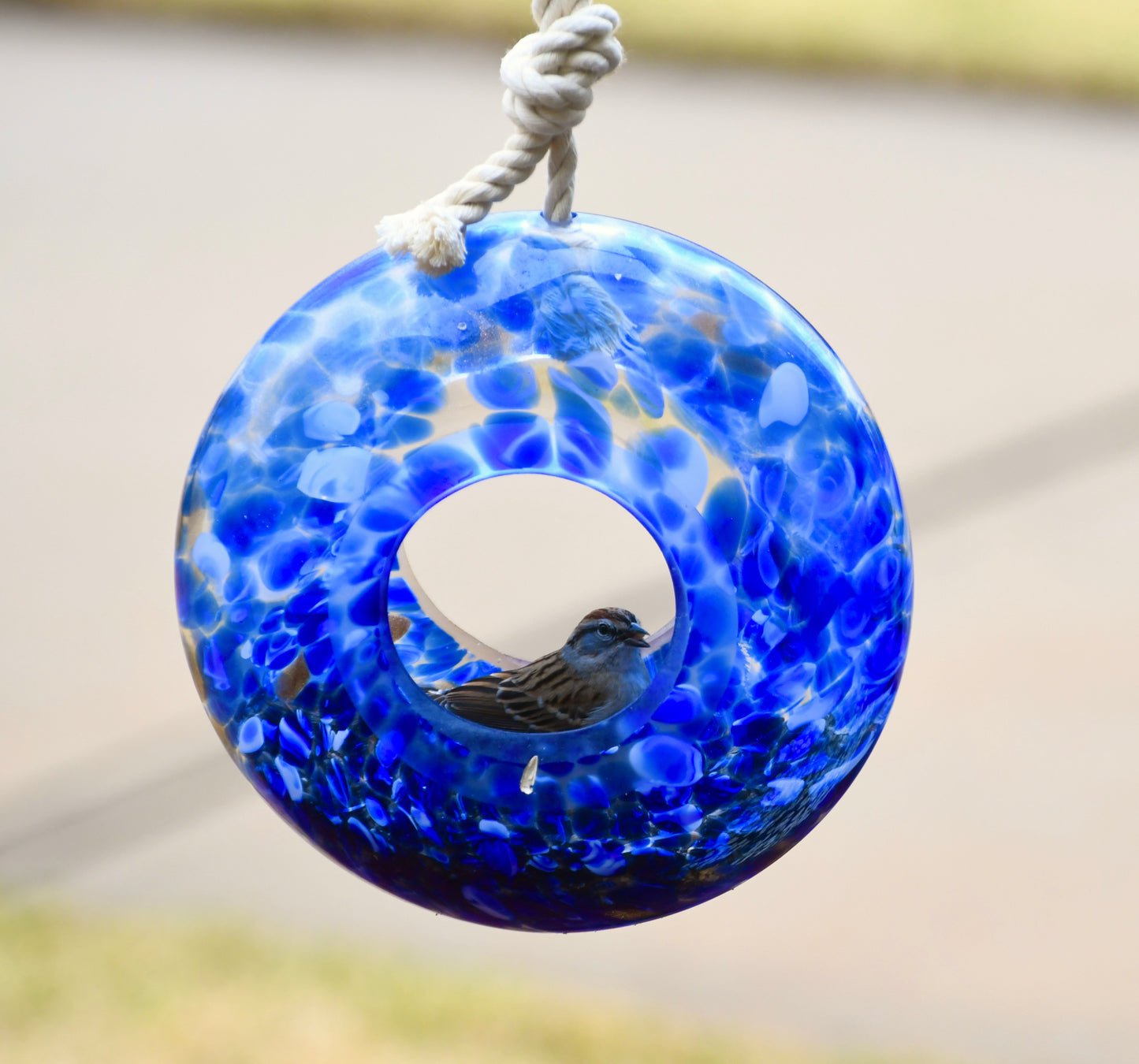 Handcrafted Artisanal Glass Bird Feeder