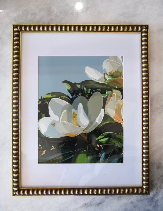 Magnolia with Bee Framed Print