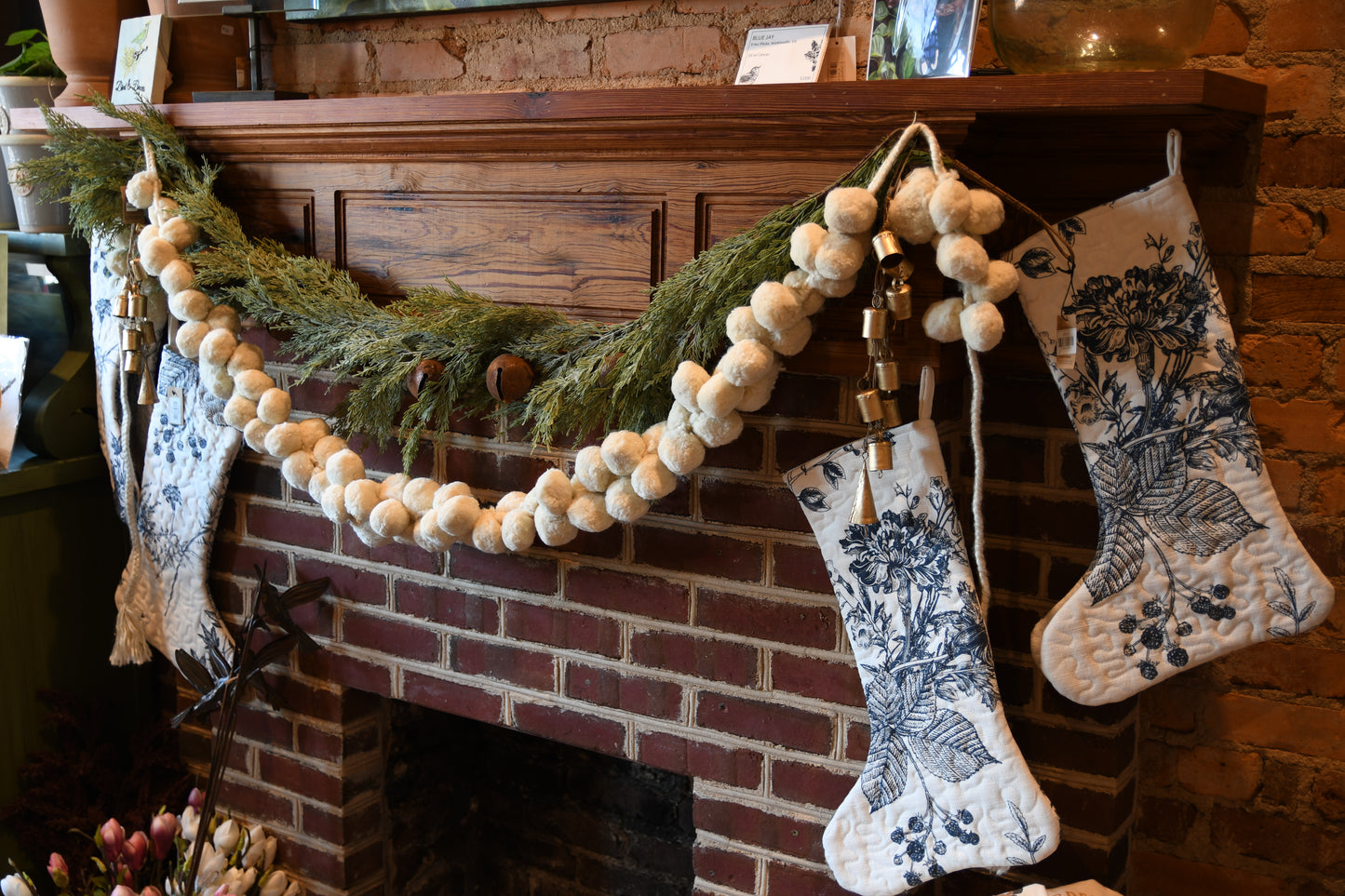 Quilted Blue and White Botanical Stocking