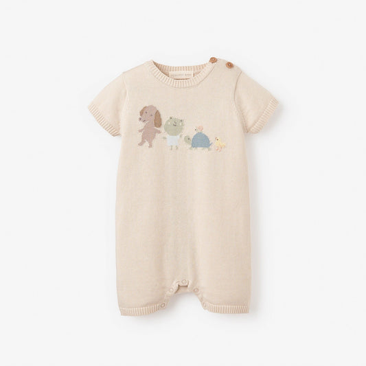 POND FRIENDS KNIT SHORTALL ROMPER