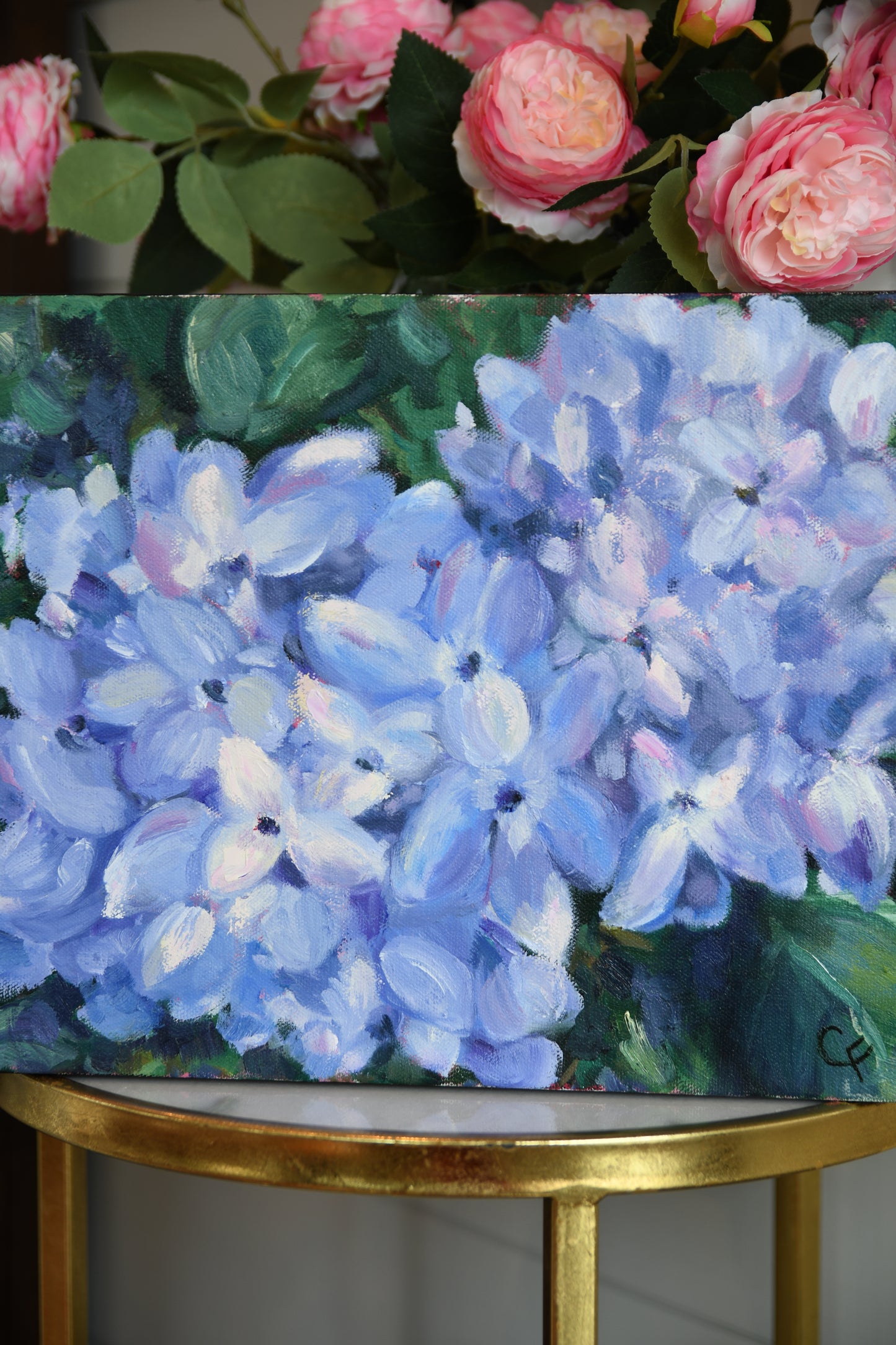 Hydrangeas 2 Oil Painting by Cindy Flynn