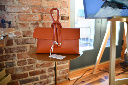 Italian Leather Wristlet Bag -Orange