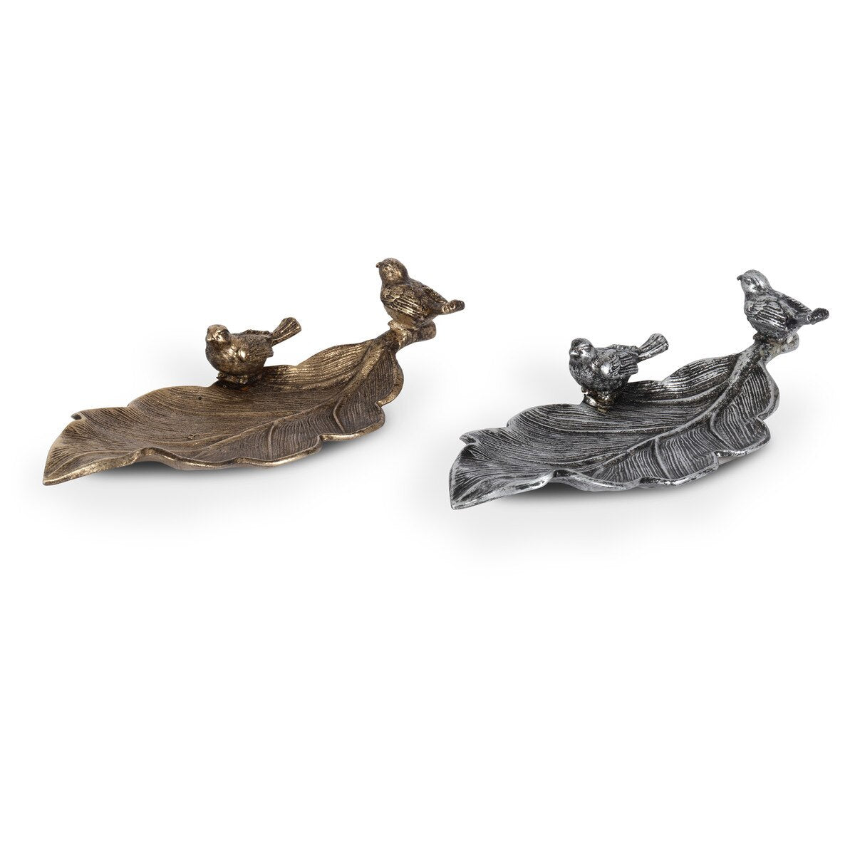 Pewter Trinket Dish, Leaf-shape with Bird