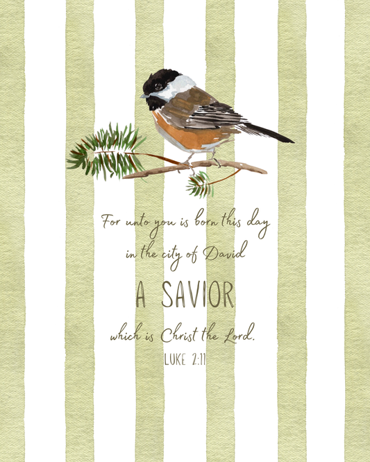 Christmas Art Print Chickadee