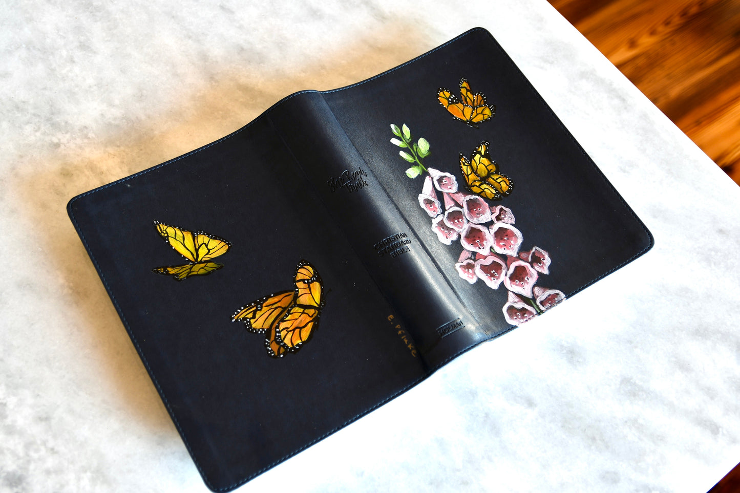 Hand painted Bible - Monarchs & Foxgloves