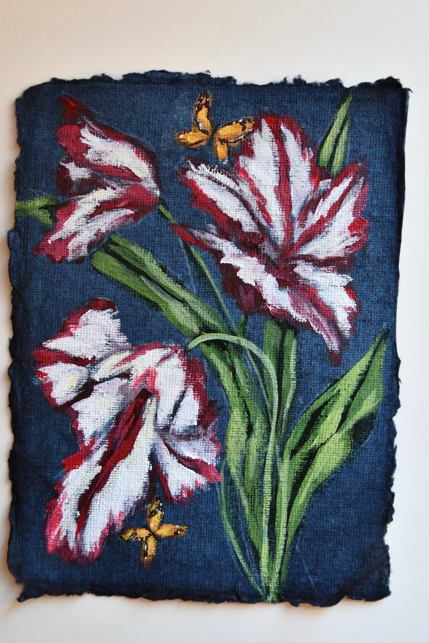 Fancy Tulips on Blue No 1