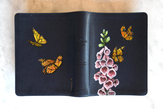 Hand painted Bible - Monarchs & Foxgloves