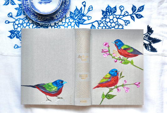 Hand painted Bible Ready to Ship - Painted Buntings