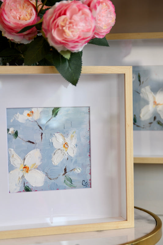 Square Framed Dogwood Oil on Paper