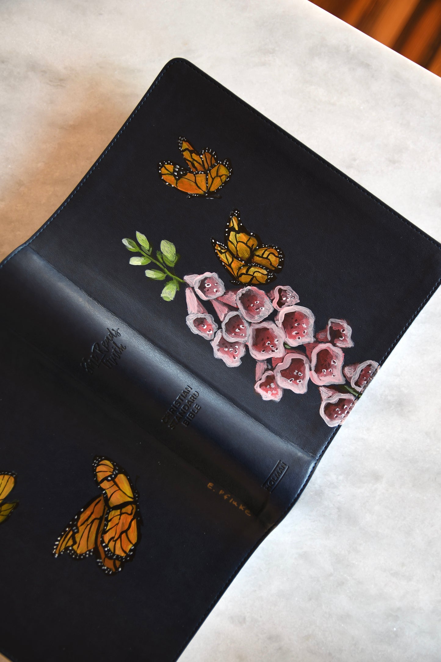 Hand painted Bible - Monarchs & Foxgloves