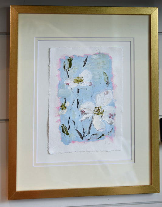 Gold Framed Dogwood Oil on Paper