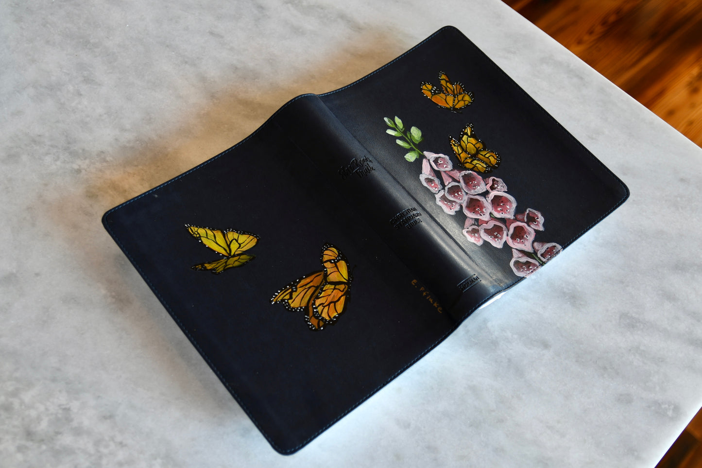 Hand painted Bible - Monarchs & Foxgloves