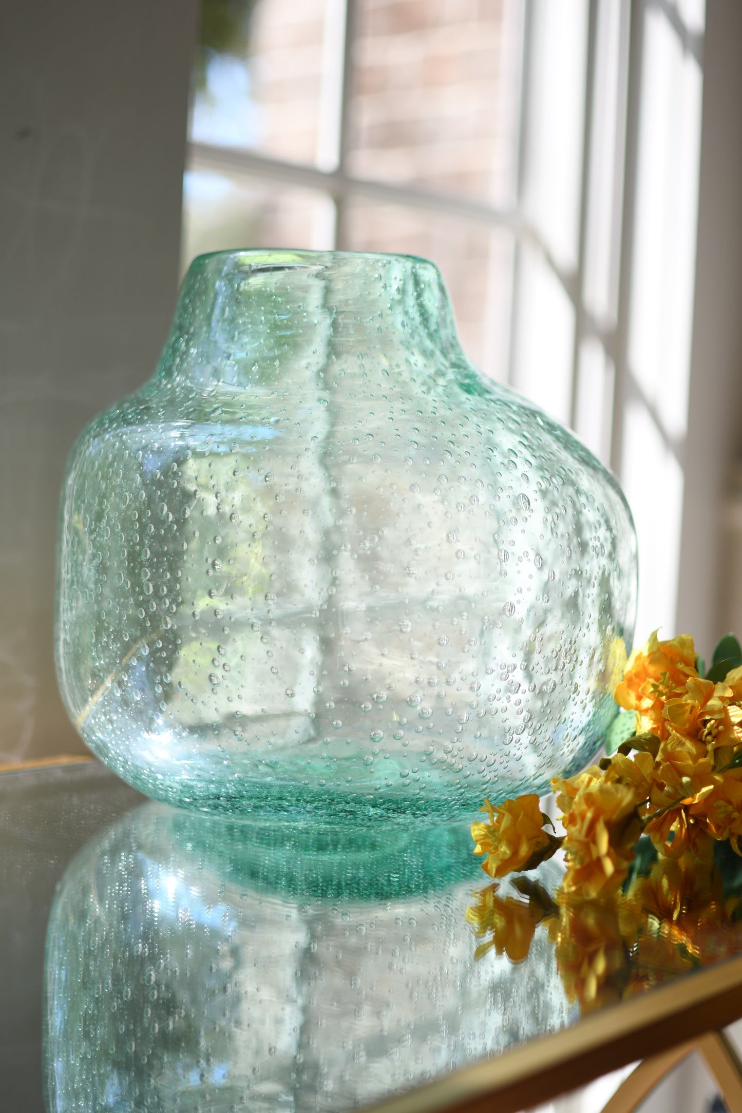 Large Artisan Hand Blown Glass Vase