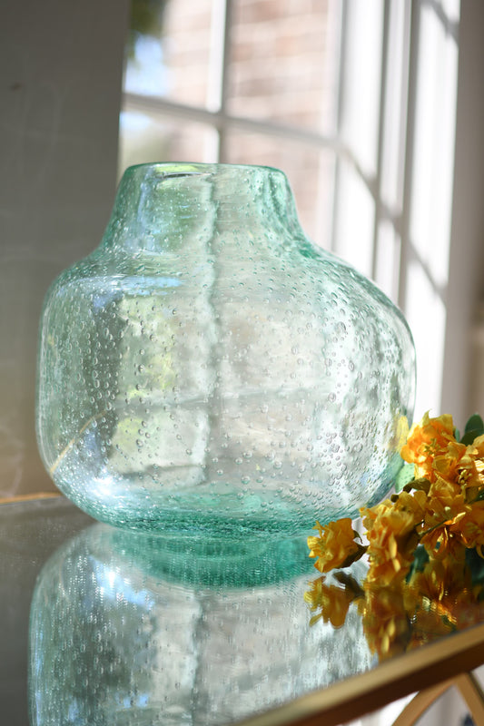 Large Artisan Hand Blown Glass Vase