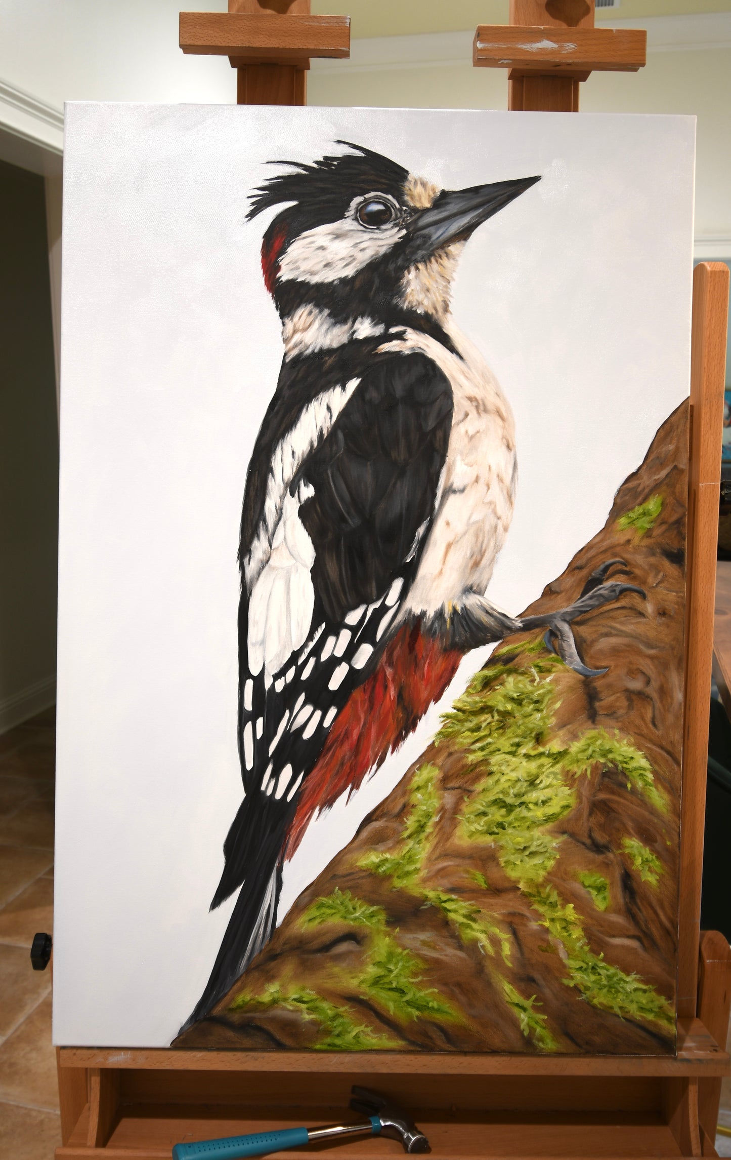 Spotted Woodpecker Original Oil Painting