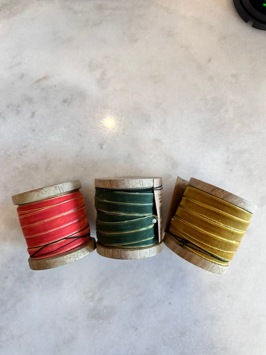 10 Yard Velvet Ribbon - Holiday Colors