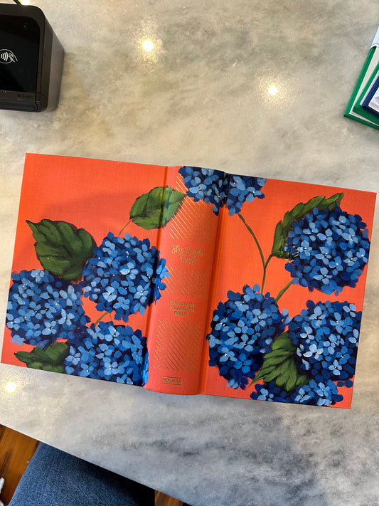 Hand painted Bible -Blue Hydrangeas