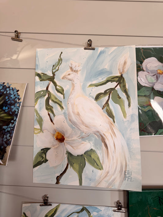White Peacock on Paper