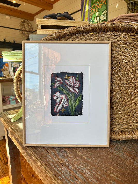 Fancy Tulips on Blue No 1