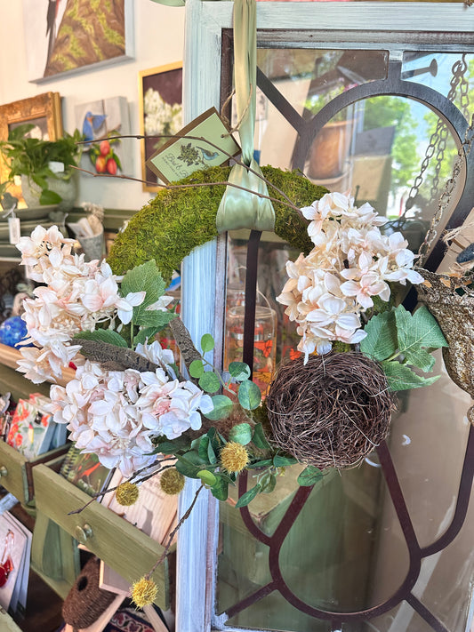 Hydrangea & Nest Foraged Wreath