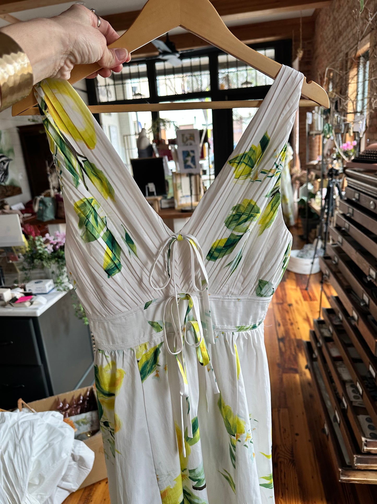 Melba V Neck Pleated Midi Dress