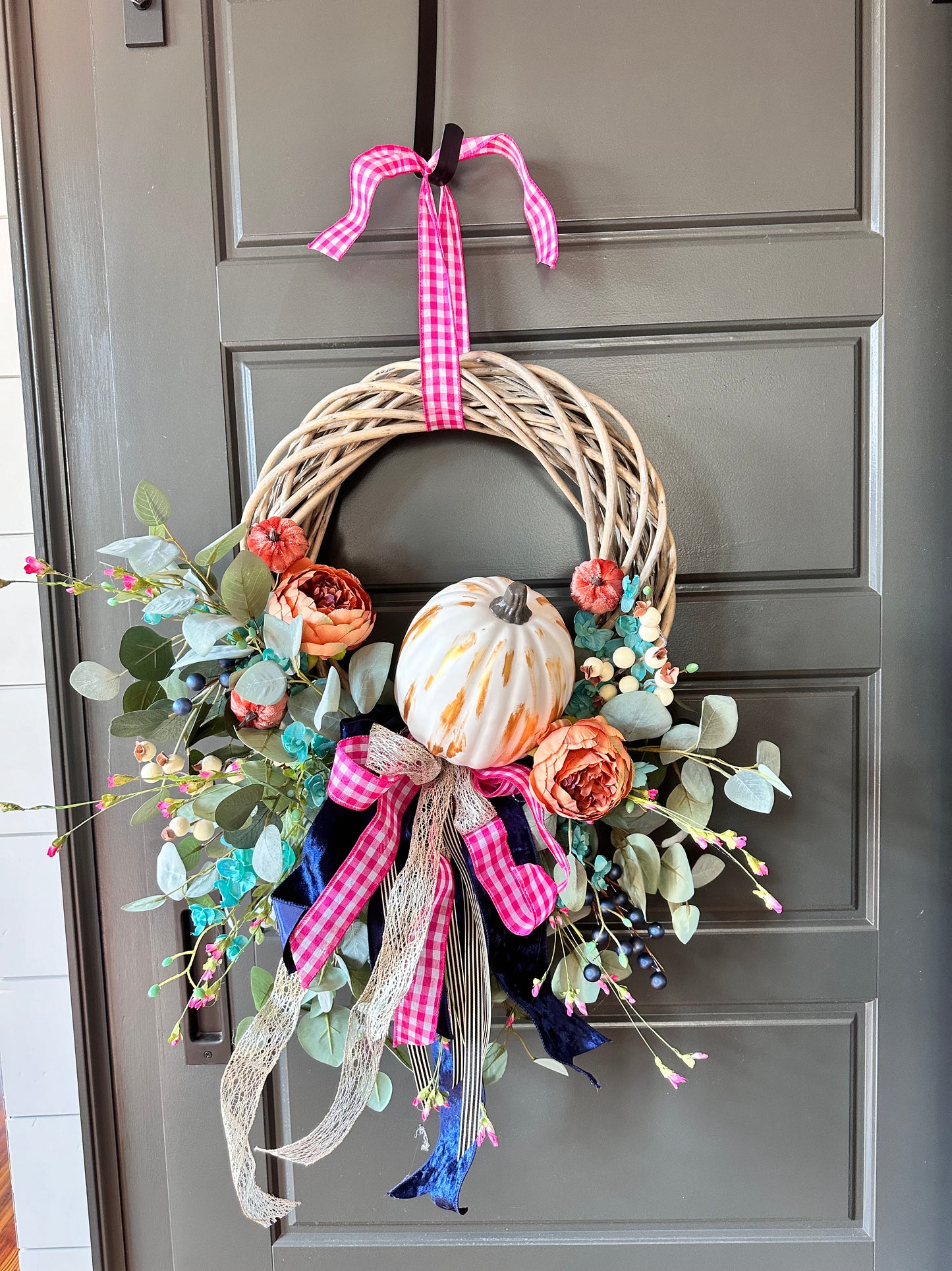 Pink and Gold Fall Wreath