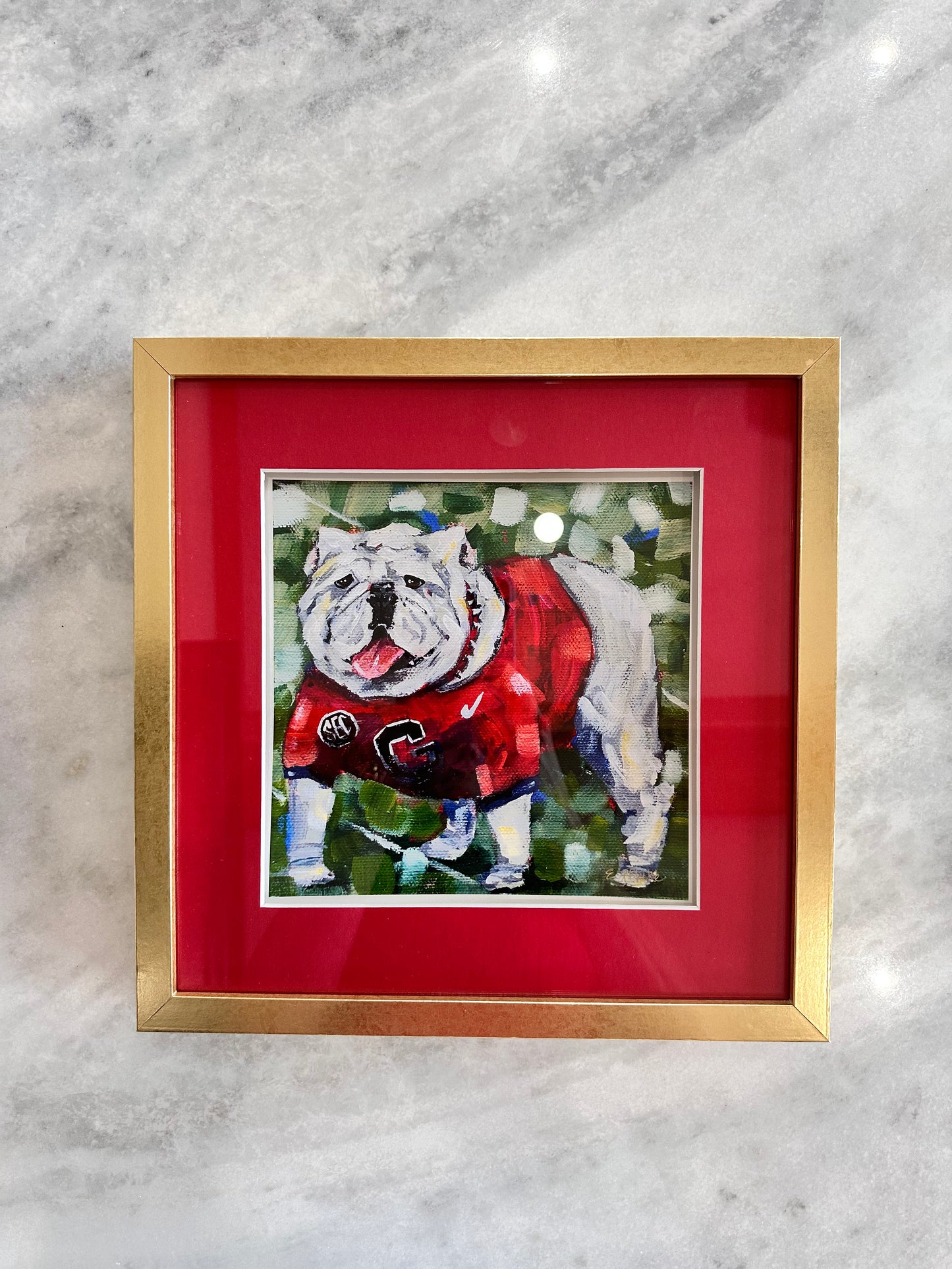 Framed bulldog print