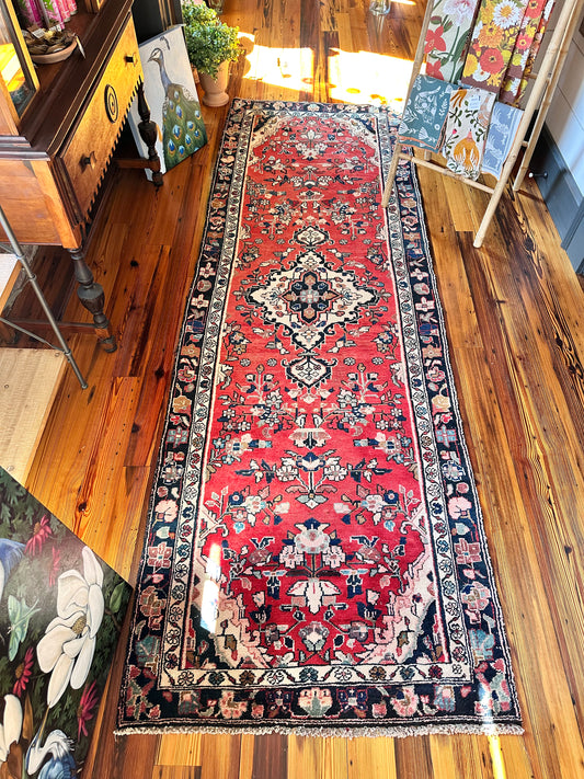 Vintage runner rust with salmon, pink and navy
