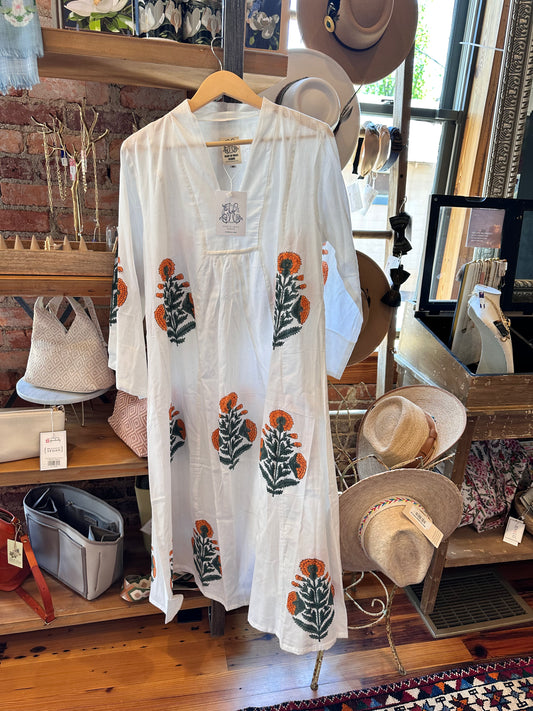 Block Print Caftan Dress