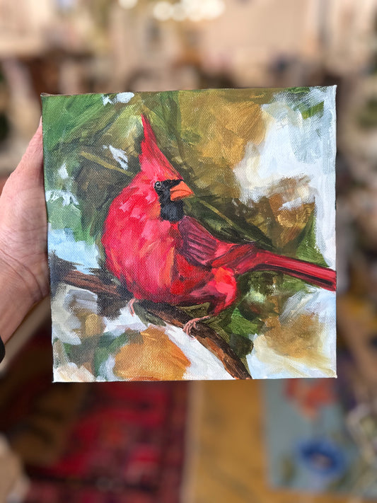 8x8” Cardinal Acrylic Painting