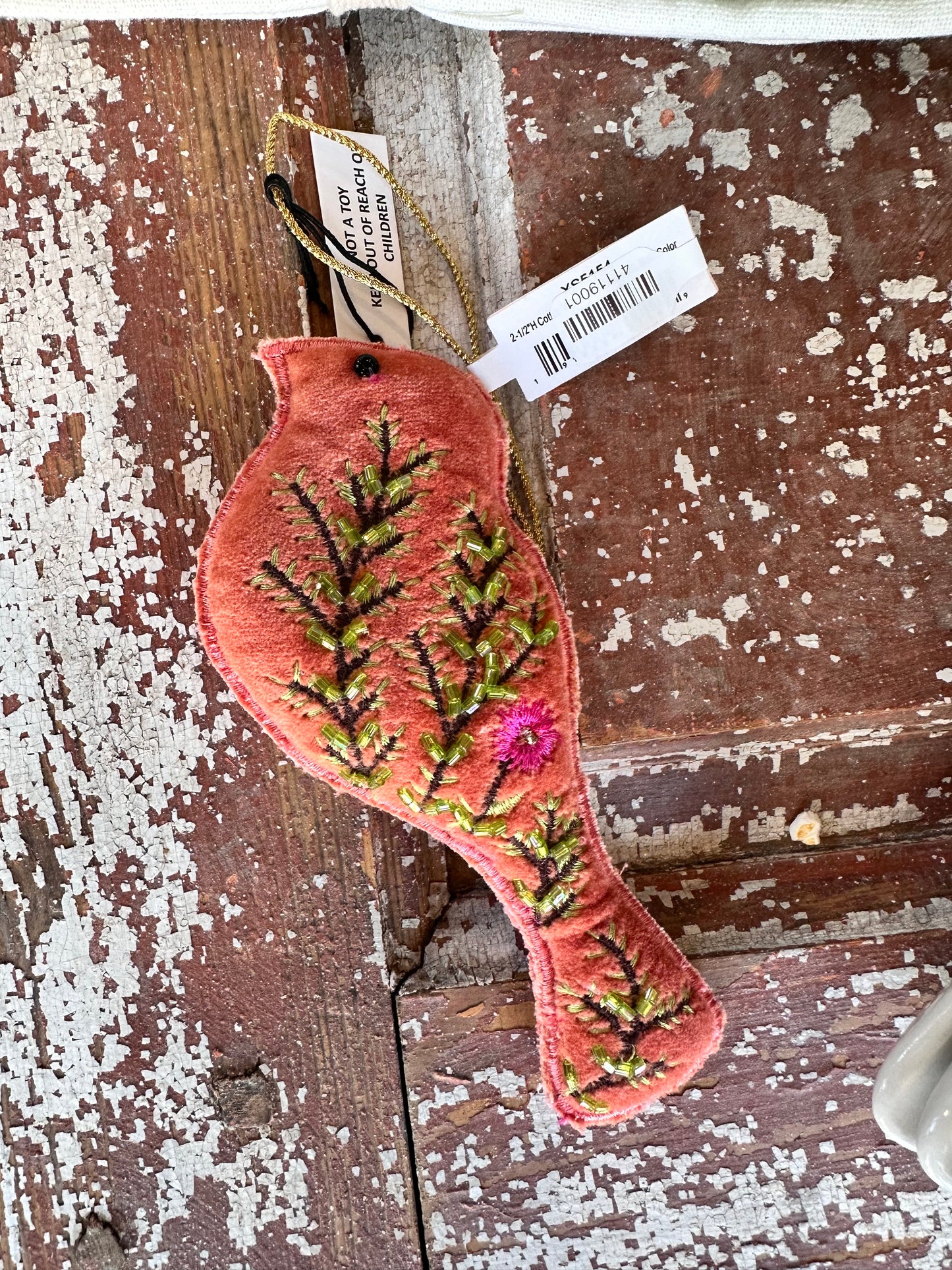 Velvet bird ornament